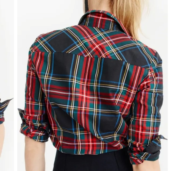 NWT J. Crew Perfect Shirt Womens 2 Stewart Plaid Fall Button Front Collar Shirt - Picture 13 of 13